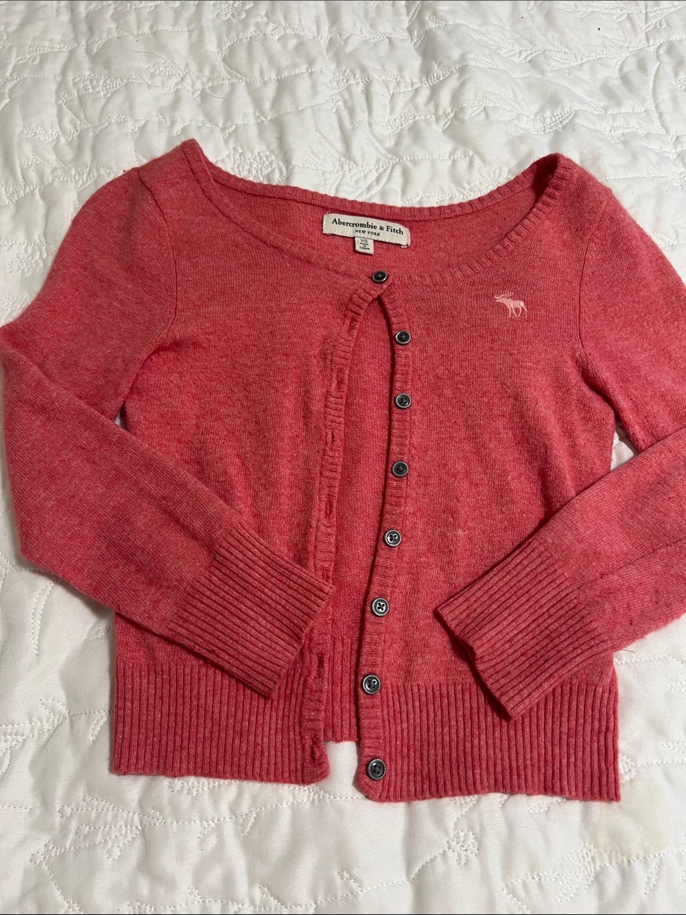 Abercrombie & Fitch Pink-Red Button Front Cardigan